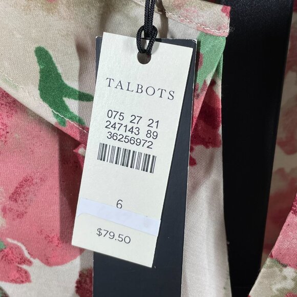 NEW Talbots Shirt Womens 6 pink green floral blouse preppy classic casual - Picture 6 of 10